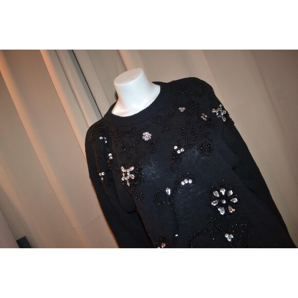 Vintage Dress Black with Rhinestones and Beads - Picture 2 of 7